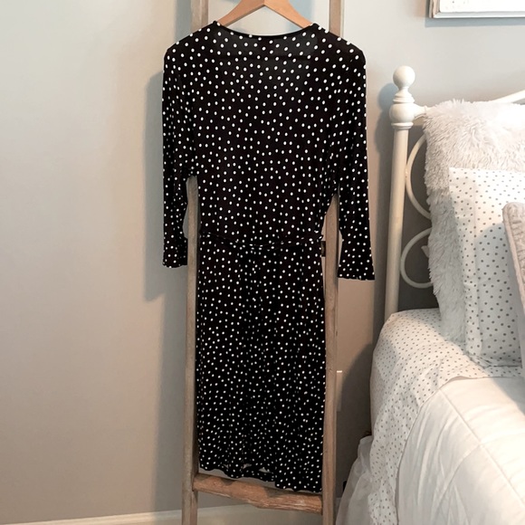 A New Day Black and White Polka Dot Wrap Dress - Picture 3 of 8